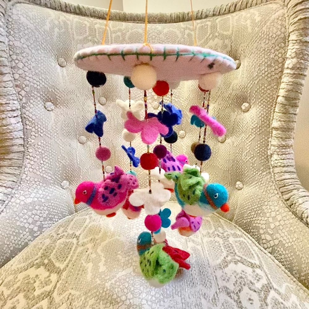 Baby felt bird mobile